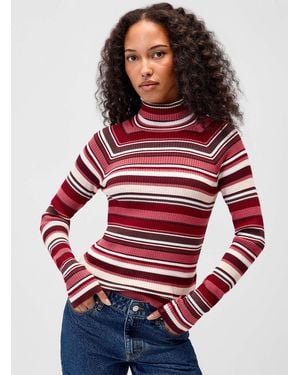 Twik Assorted Stripes Turtleneck Sweater - Red
