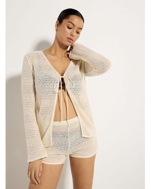 Simon's Fine Crochet Tie Top - Natural
