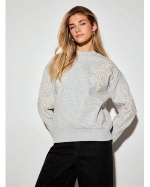 Icône Embossed Flowers Sweatshirt - Grey
