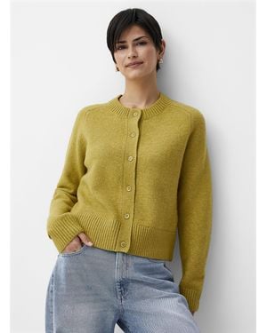 Contemporaine Touch Of Wool Plain Cardigan - Yellow