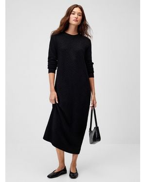 Twik Plush Knit Maxi Dress - Black