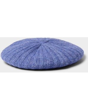 Simon's Recycled Polyester Knit Beret - Blue