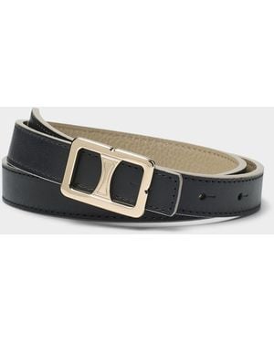 Maison Boinet Reversible Minimalist Slim Leather Belt - Black