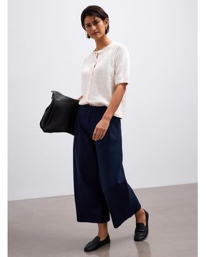 Contemporaine Cropped Ponte Pant Fit: Wide Leg, High Rise - White