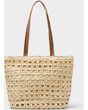 Simon's Crocheted Straw Tote Bag - Natural