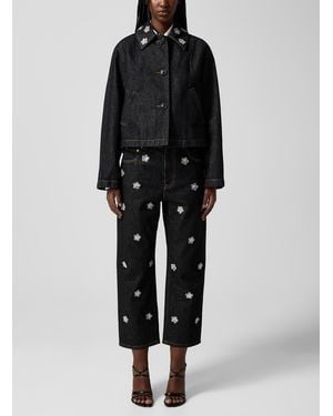 Marni Embroidered Flowers Carrot - Black