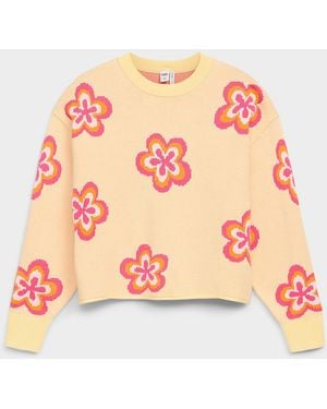 Twik Patterned Rolled Hem Sweater - Pink