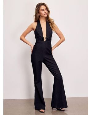 Icône Charcoal Denim Plunging Halter - Blue