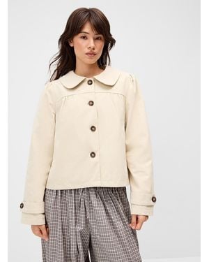 Daisy Street Peter Pan Collar Cropped Jacket - Natural
