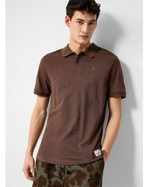 Scotch & Soda Embroidered Logo Piqué Polo - Brown