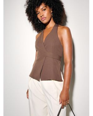 Icône Belted Crossover Halter Vest - White