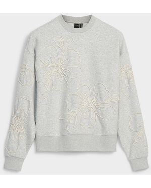 Icône Embossed Flowers Sweatshirt - White