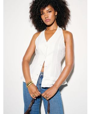 Icône Halter Neckline Ruffled Vest - White