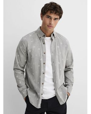 Le 31 Wintry Pattern Shirt Modern Fit - Grey