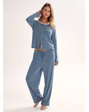Ralph Lauren Horizontal Stripes Pyjama Set - Blue