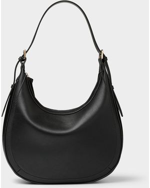 Simon's Solid Rounded Hobo Bag - Black