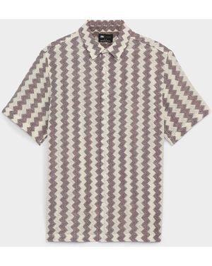 Le 31 Zigzag Knit Shirt Comfort Fit - White