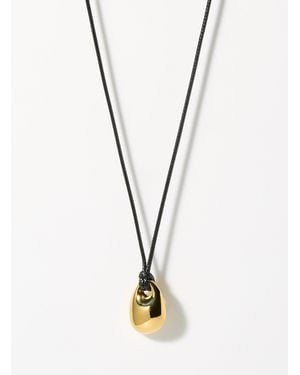 Simon's Oval Teardrop Cord Necklace - Metallic