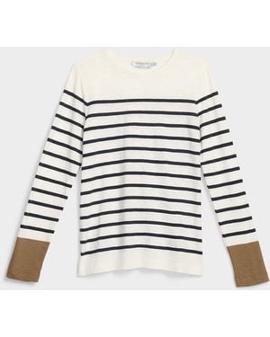 Contemporaine Striped Slub Organic Cotton T - White
