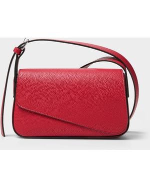 Simon's Bevel Flap Pebbled Crossbody Bag - Red