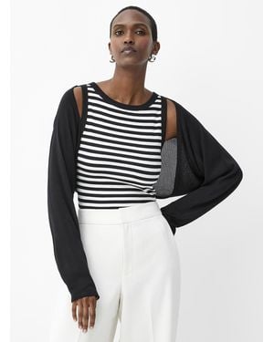 Contemporaine Minimalist Cropped Shrug Exclusive Collection From Italy - Black