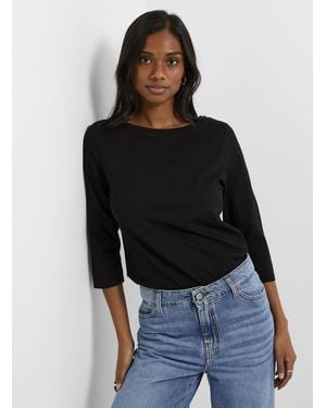 Contemporaine 3/4 Sleeves Supima Cotton T - Black