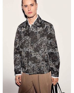 Les Deux Floral Tapestry Jacquard Overshirt - Grey
