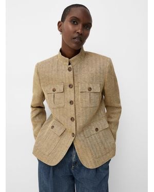 Ralph Lauren Pure Linen Chevron Safari Jacket - Natural