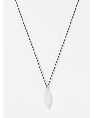 Annika Inez Frosted Oval Quartz Long Cord Necklace - Metallic