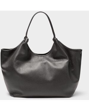 Simon's Supple Pebbled Leather Tote Bag Exclusive Collection From Italy - Black