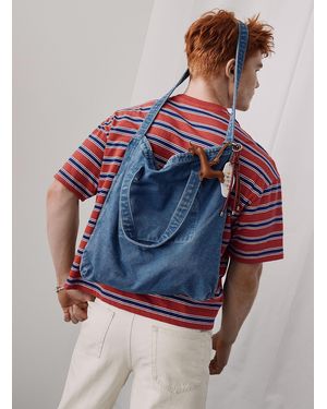 Le 31 Pure Cotton Shoulder Tote - Blue