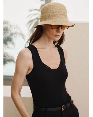 Simon's Minimalist Raffia Cloche Hat - Black