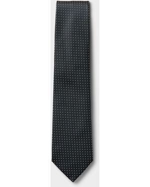 BOSS Polka Dot Pure Silk Tie - White