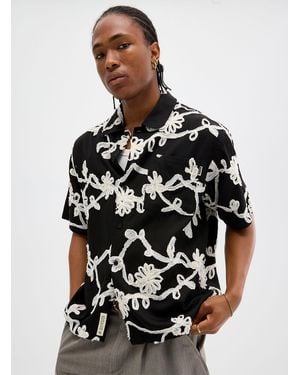 Woodbird Contrasting Floral Ribbon Shirt - Black