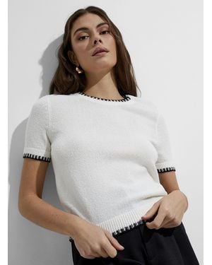 Icône Contrasting Piping Terry Sweater - White
