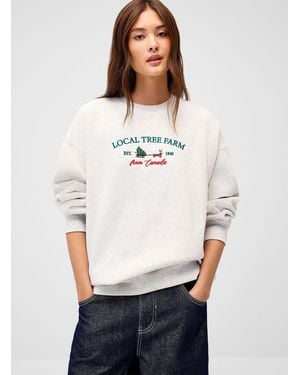 Twik Winter Embroidery Fleece Sweatshirt - White