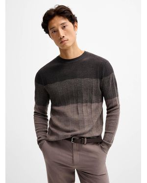Robert Barakett Marchetti Herringbone Textured Sweater - Grey