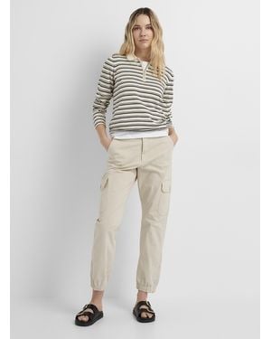 Part Two Sevens Khaki Cotton Cargo Pant Fit: Straight Leg, High Rise - White