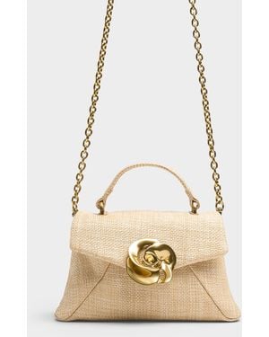 Ted Baker Poppy Golden Flower Woven Evening Bag - Natural