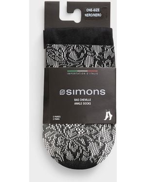 Simon's Lace/solid Ankle Socks 2 - Black