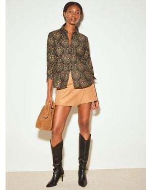 Icône Crinkled Texture Printed Flowy Shirt - Green
