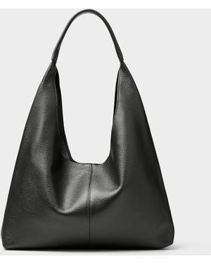 Simon's Soft Peppled Leather Hobo Bag Exclusive Collection From Italy - Black