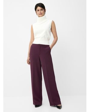 Contemporaine Textured Stretch Crepe Pant Fit: Wide Leg, High Rise - White