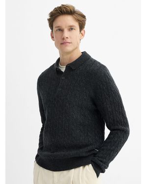 Lindbergh Ribs And Twisted Cable Polo - Blue