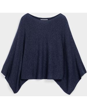 Contemporaine Luxurious Wool And Cashmere Poncho - Blue