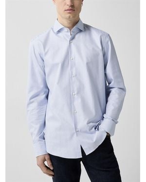 BOSS Structured Cotton Dress Shirt - Blue