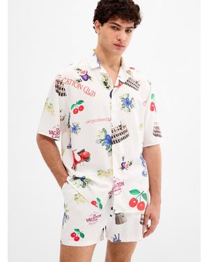 On Vacation Romana Camp Shirt Relaxed Fit - White