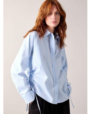 Samsøe & Samsøe Sarita Side Drawcord Striped Shirt - Blue