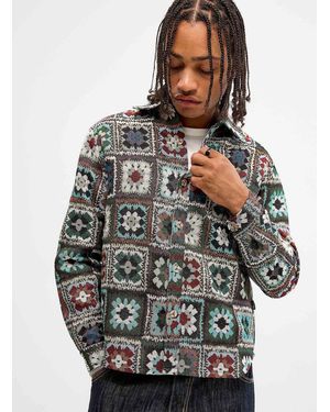 KUWALLA Crochet Tapestry Jacquard Shirt - Grey