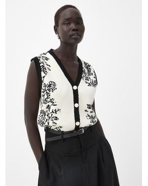 Contemporaine Contrasting Flowers Sweater Vest - Black